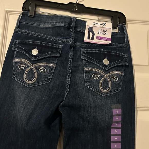 Seven7 Denim - Seven7 Women's Rocker Slim Boot Cut Jeans - Dark Blue